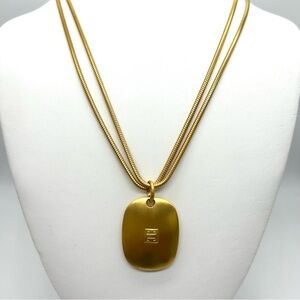 Givenchy Vintage Ave George v Paris Brushed Gold Pendant Necklace
